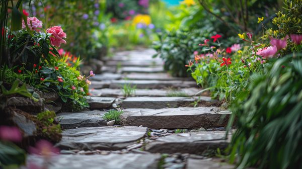 Allée de jardin chic en pierre naturelle: durable et design